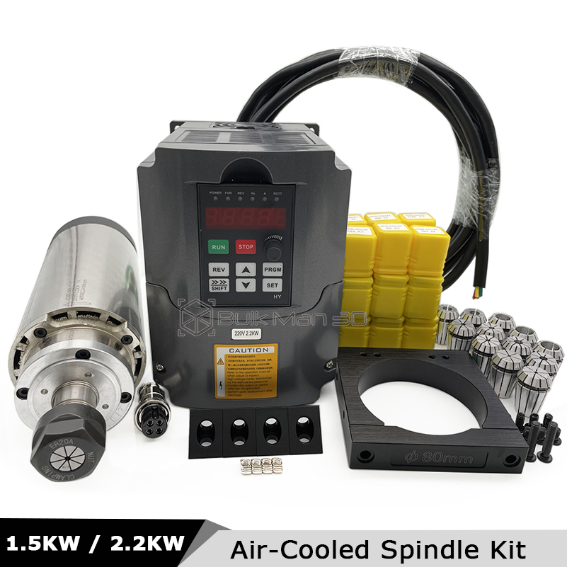 Air Cooled 1.5Kw Spindle Motor Inverter 110V - Комплект шпинделей с воздушным охлаждением для